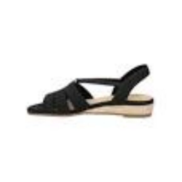 NEW EASY STREET YESENIA WOMEN'S BLACK ESPADRILLE WEDGE SANDALS 8 WW‎ - Picture 3 of 12